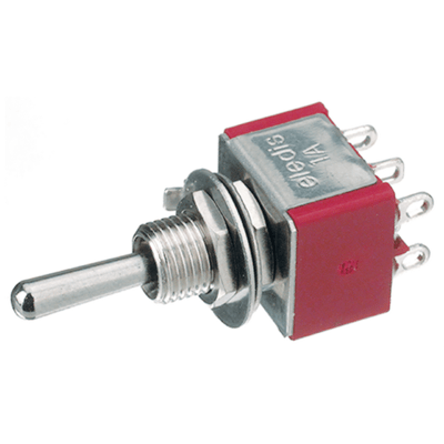 Miniature switch DPDT, on-off-on, 2 poles