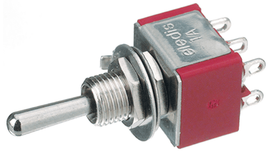 Miniature switch DPDT, on-off-on, 2 poles