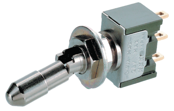 Miniature switch SPDT, on-on, 1 pole, locking